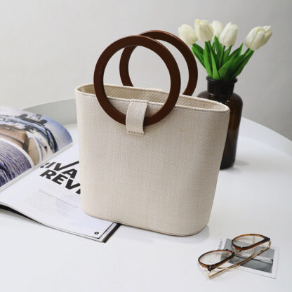Haley Woven Wood Handbag