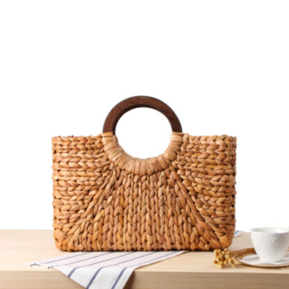 Melody Husks Wooden Handle Straw Handbag - Image 2