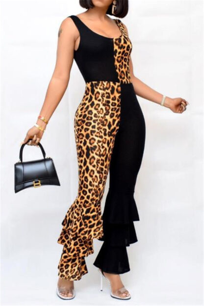 Shelly-Ann Leopard Ruffle Jumpsuit