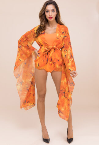 Two Piece Bodysuit and Stylish Cover-up Top