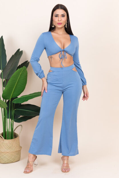 Immaculate V-neck Lacing Two-Piece Set - Image 2