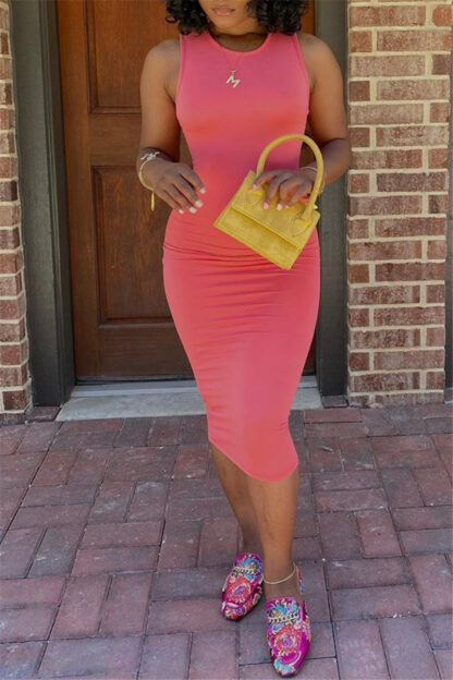 Simple Stretch Midi Dress - Image 2
