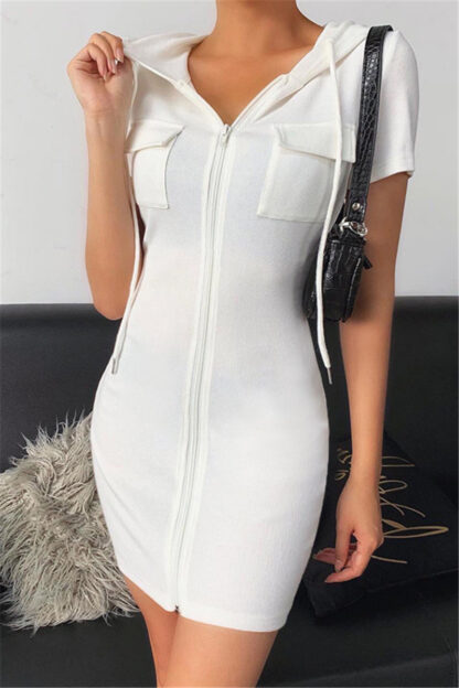 Casual White Hoody Mini Dress - Image 2