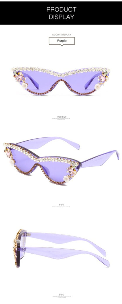 Flower Summer Fancy Rhinestone Sunglasses - Image 2