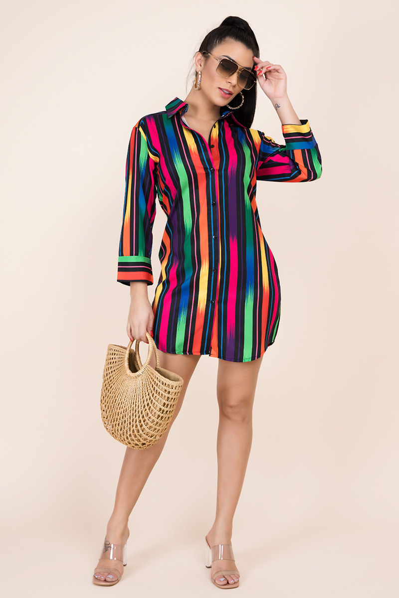 Tina Rainbow Shirt-Dress