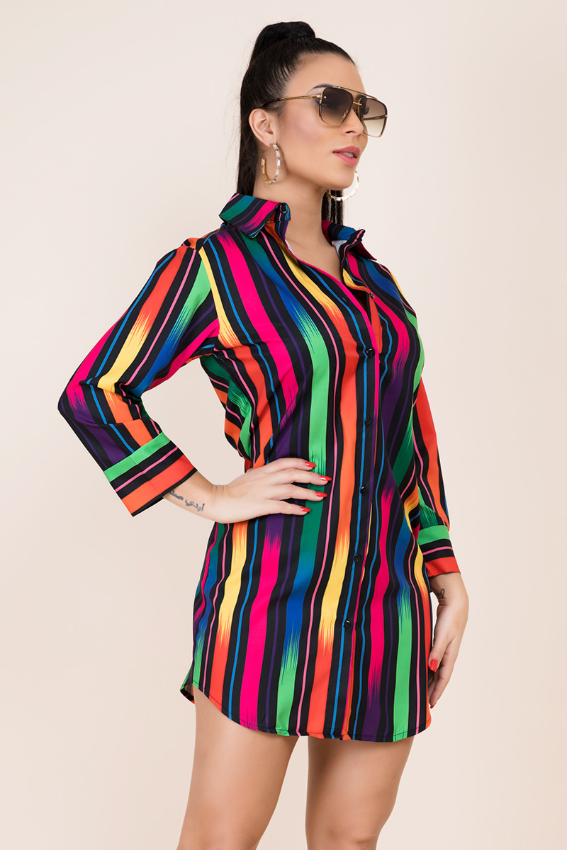 Tina Rainbow Shirt-Dress - Image 6