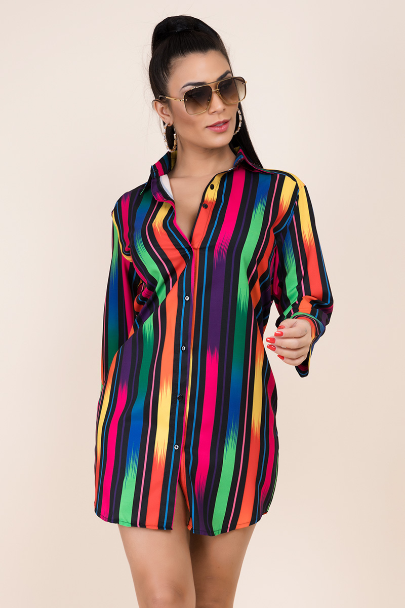 Tina Rainbow Shirt-Dress - Image 4