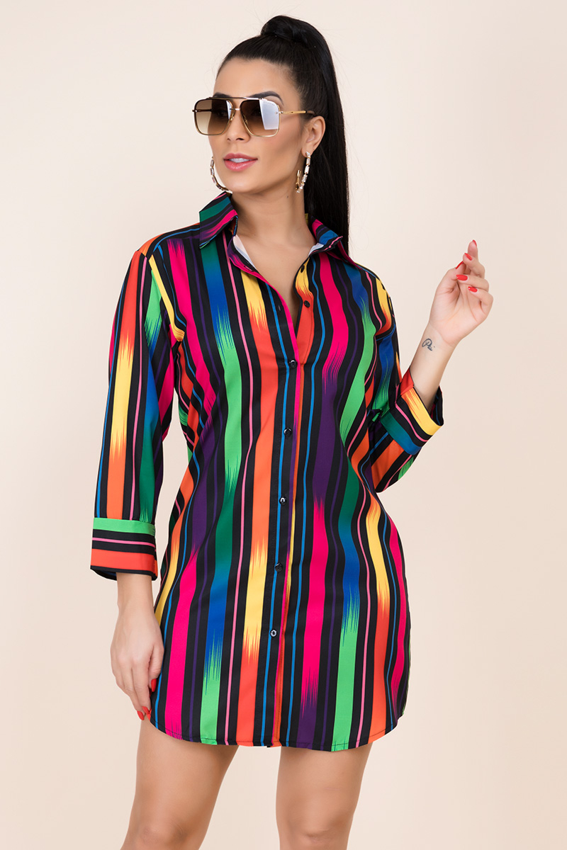 Tina Rainbow Shirt-Dress - Image 3