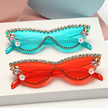 Flower Summer Fancy Rhinestone Sunglasses