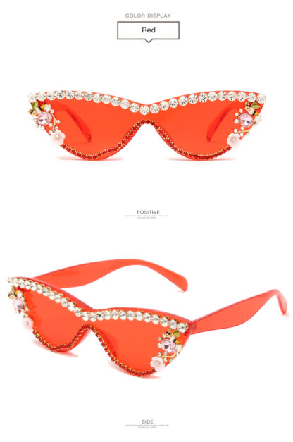 Flower Summer Fancy Rhinestone Sunglasses - Image 3