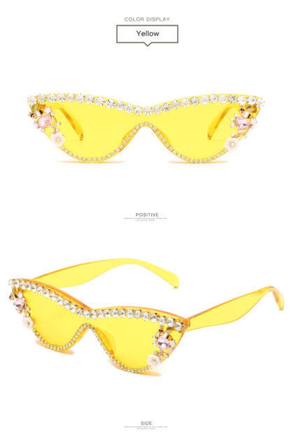 Flower Summer Fancy Rhinestone Sunglasses - Image 4