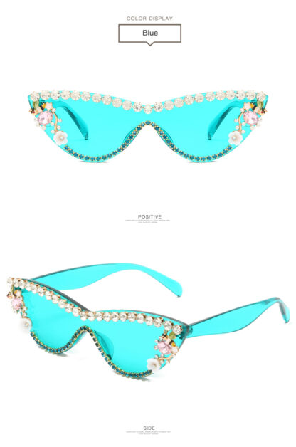 Flower Summer Fancy Rhinestone Sunglasses - Image 5