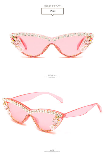 Flower Summer Fancy Rhinestone Sunglasses - Image 6