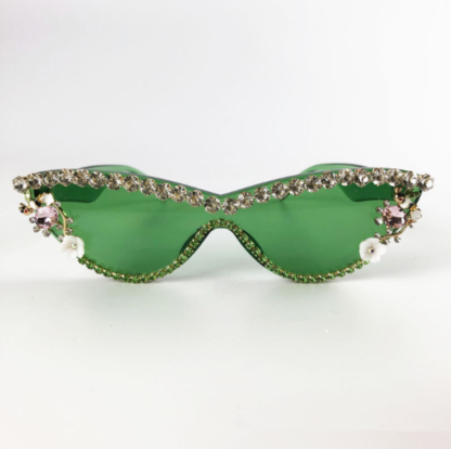 Flower Summer Fancy Rhinestone Sunglasses - Image 8