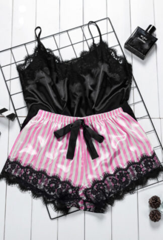 Silky Stripe Pink Pajama Set