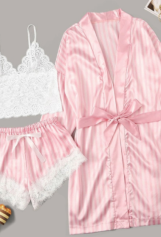 Wifey Pink Sleepwear Robe 3 Piece Set