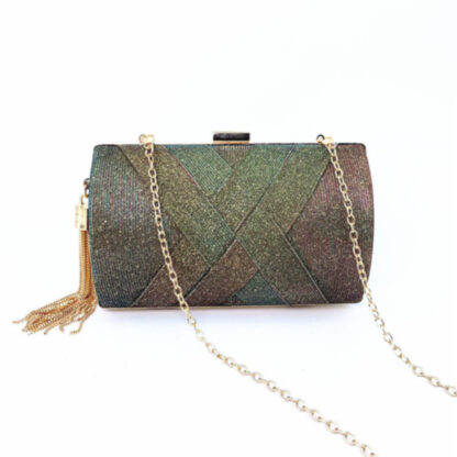 Evening Removable Metal Chain Tassel Clutch - Image 2