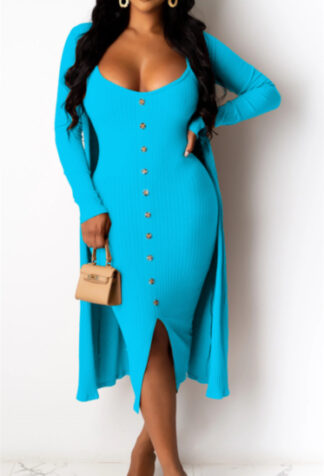 Classy Autumn Dress & Cardigan Set