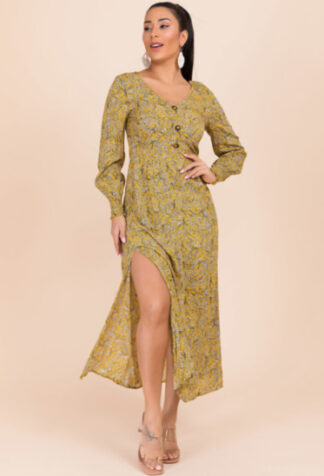 Amish Girl Floral Loose Slit Dress