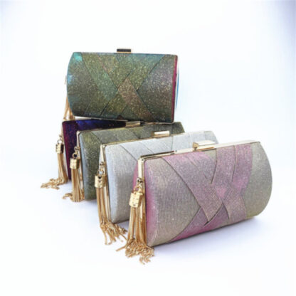 Evening Removable Metal Chain Tassel Clutch