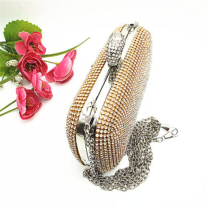 Rhinestone Elegant Evening Removable Chain Clutch - Image 3
