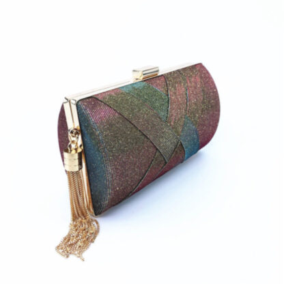 Evening Removable Metal Chain Tassel Clutch - Image 3
