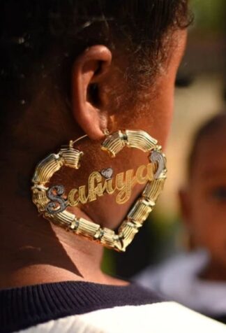 Heart Bamboo Custom Earrings