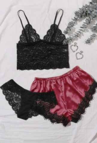3 Piece Lace Pajamas Set
