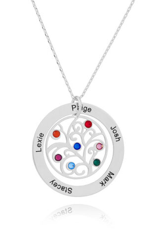Custom Pendant 5 Birthstone Family Tree Necklace