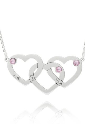 Custom Heart 3 Birthstone Family Necklace