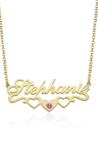 Heart Custom 18K Gold Plated Necklace with Birthstone
