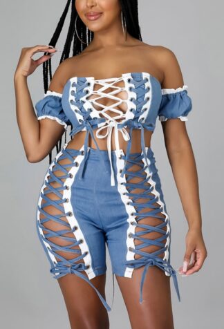 Excess Love Denim Shorts Set