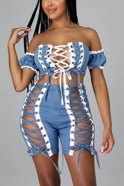 Excess Love Denim Shorts Set