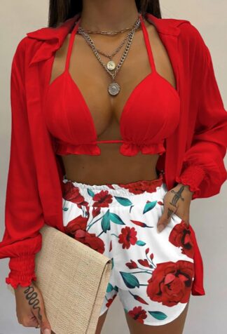 Heaven Wait Red Shorts Set