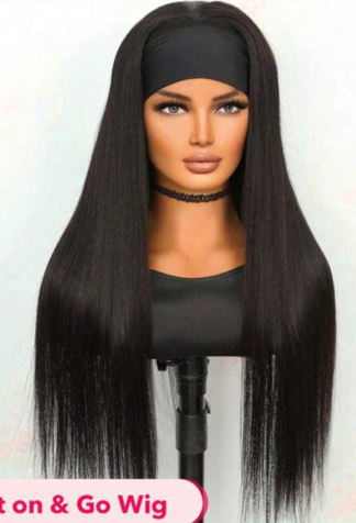 100% Human Hair Straight Headband Wig