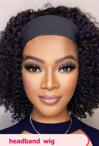 Kinky Curly Human Hair Headband Wig 150% Density