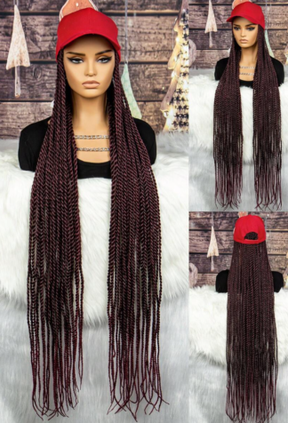 Boss 40″ Synthetic Twist Burgandy Braids Wig Hat
