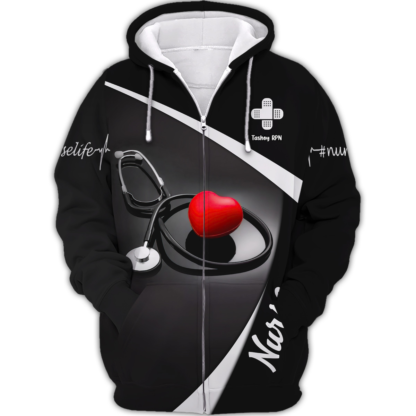 Nurse-life Custom Zipper Hoodie - Image 3